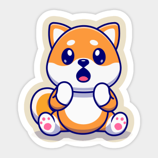 Cute Shiba Inu Dog Surprised Cartoon Sticker